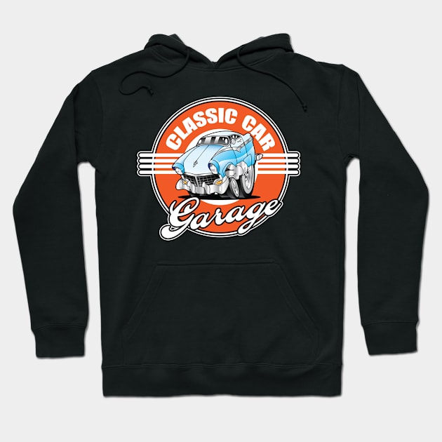 Classic Car Garage Hot Rod 1956 Hoodie by Taters Tees